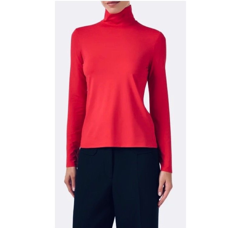 St. John Collection Classic Turtleneck Mockneck Long Sleeve Red Top Small New